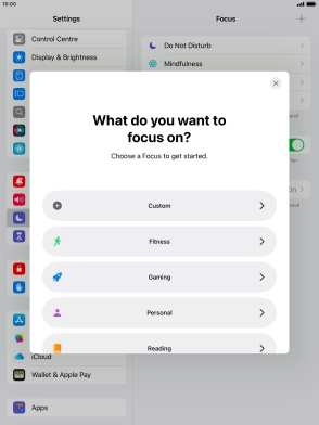 Press the required focus mode and follow the instructions on the screen to add the selected focus mode.
