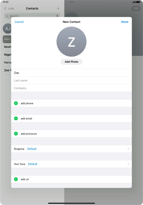 Press Last name and key in the last name.