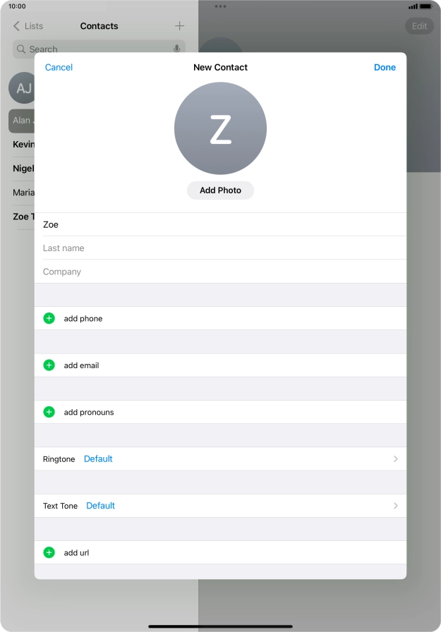 Press Last name and key in the last name.