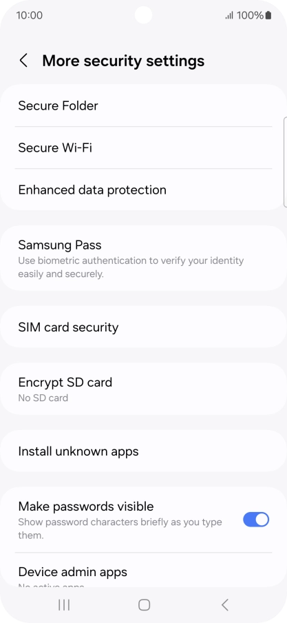Press SIM card security. Press SIM card security.