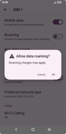 Press OK to turn the function on or off.