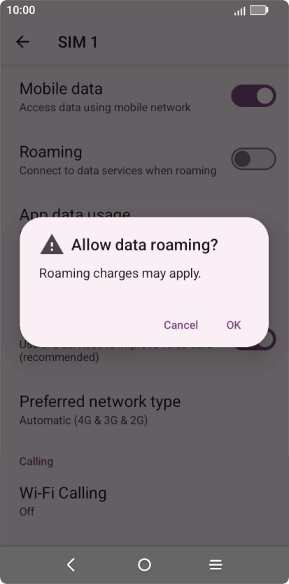 Press OK to turn the function on or off.