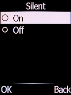 Select Off and press the Left selection key.