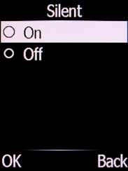 Select Off and press the Left selection key.