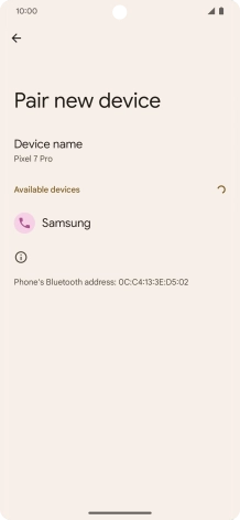 Press the required Bluetooth device and follow the instructions on the screen to pair the device with your phone. Press the required Bluetooth device and follow the instructions on the screen to pair the device with your phone.