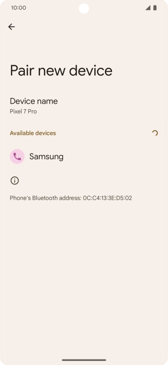 Press the required Bluetooth device and follow the instructions on the screen to pair the device with your phone. Press the required Bluetooth device and follow the instructions on the screen to pair the device with your phone.
