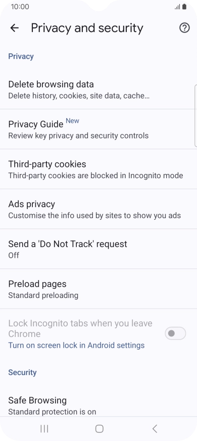 Press Delete browsing data.