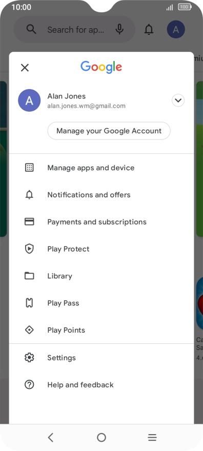 Press Manage apps and device. Press Manage apps and device.