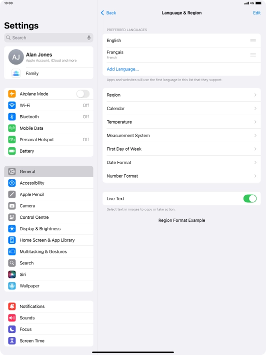 To subsequently select another language as the default language, press the move icon next to the required language and drag it to the top of the list.