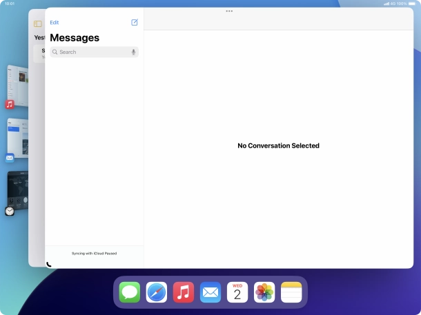 Press the required application in Dock and drag it to the required location on the screen. Press the required application in Dock and drag it to the required location on the screen.