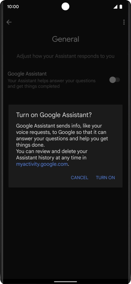 If you turn on the function, press TURN ON.