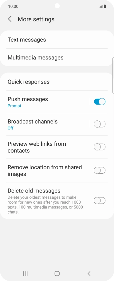 Press Text messages.