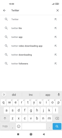 Key in Twitter and press the search icon.