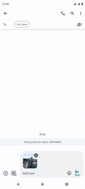 Press the text input field and write the text for your picture message.