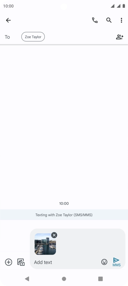 Press the text input field and write the text for your picture message.