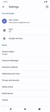Press Privacy and security.