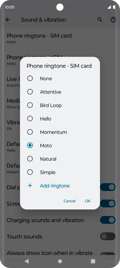 Press the required ring tones to hear them.