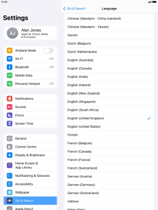 Press the required language.