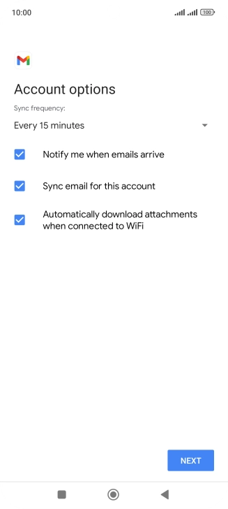 If this screen is displayed, you email account has been recognised and set up automatically. Follow the instructions on the screen to key in more information and finish setting up your phone.