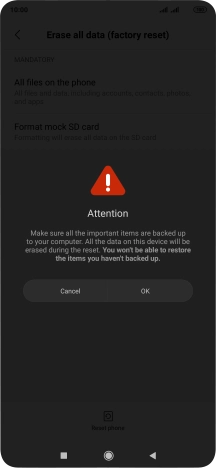 Press OK. Wait a moment while the factory default settings are restored. Follow the instructions on the screen to set up your phone and prepare it for use.