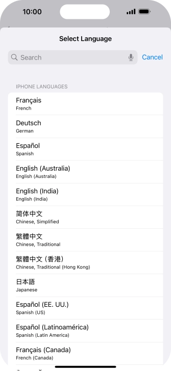 Press the required language.
