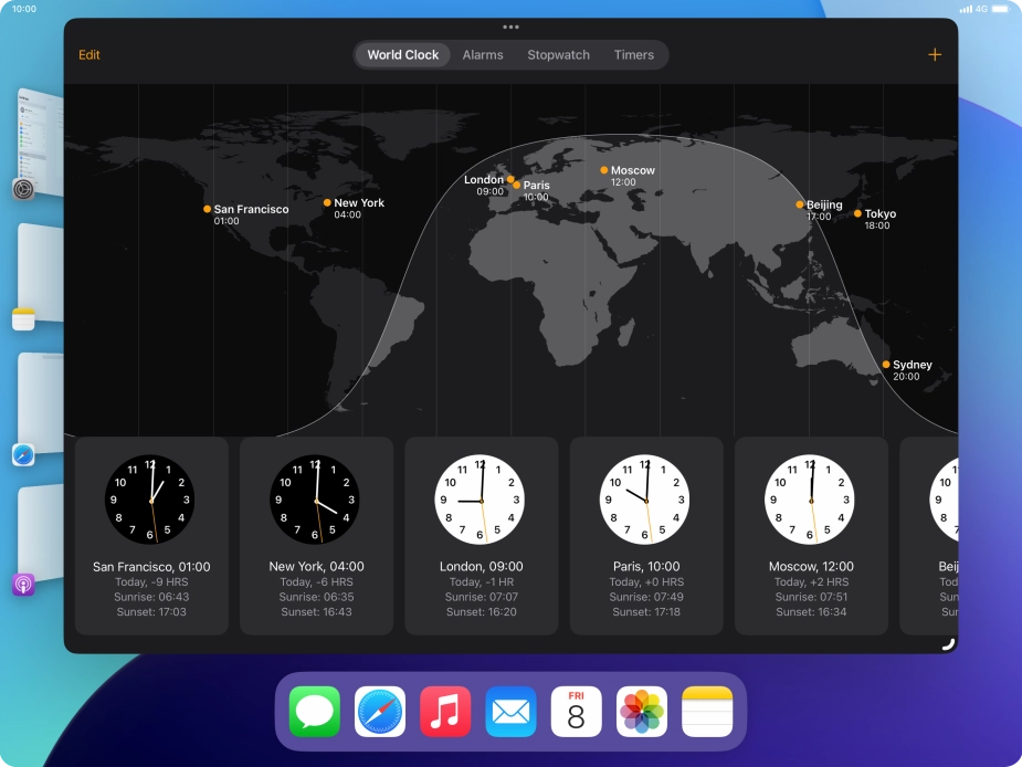 The active application is displayed at the centre of the screen.