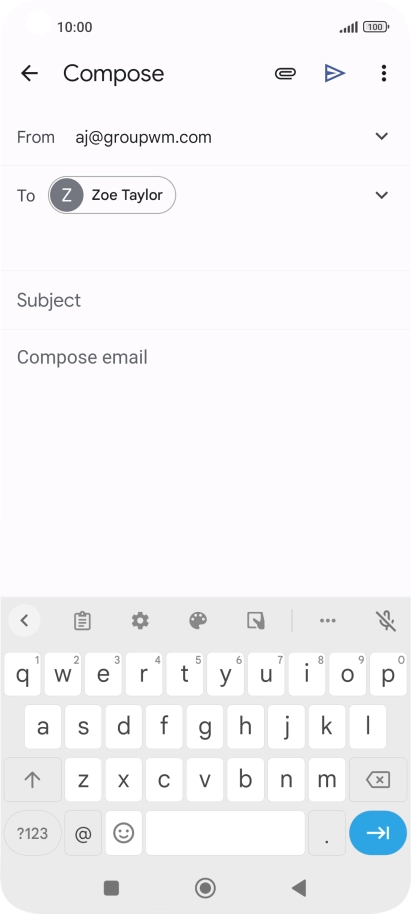 Press Subject and key in a subject.