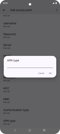 Key in default and press OK. Key in default and press OK.
