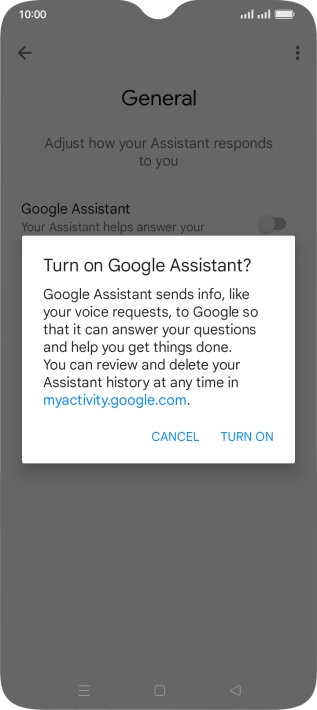 If you turn on the function, press TURN ON.