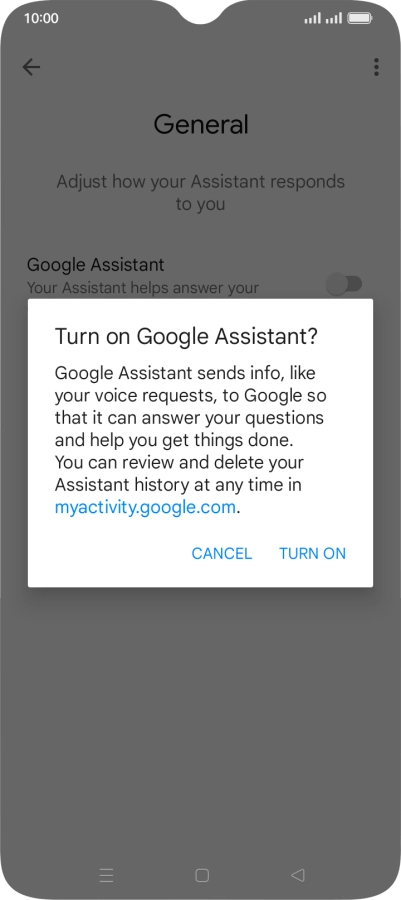 If you turn on the function, press TURN ON.