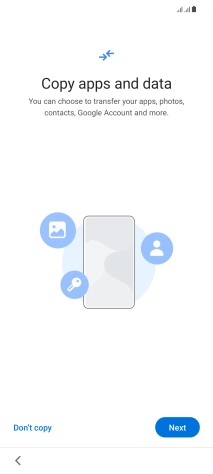 You can transfer the contents of another phone to your phone when it's activated for the first time and after a factory reset. When this screen is displayed, your phone is ready to transfer contents from another phone. You can transfer the contents of another phone to your phone when it's activated for the first time and after a factory reset. When this screen is displayed, your phone is ready to transfer contents from another phone.