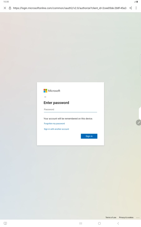 Press Password and key in the password for your email account.