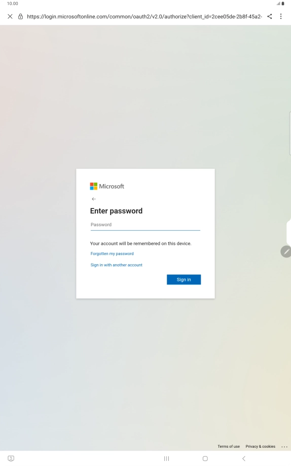 Press Password and key in the password for your email account.