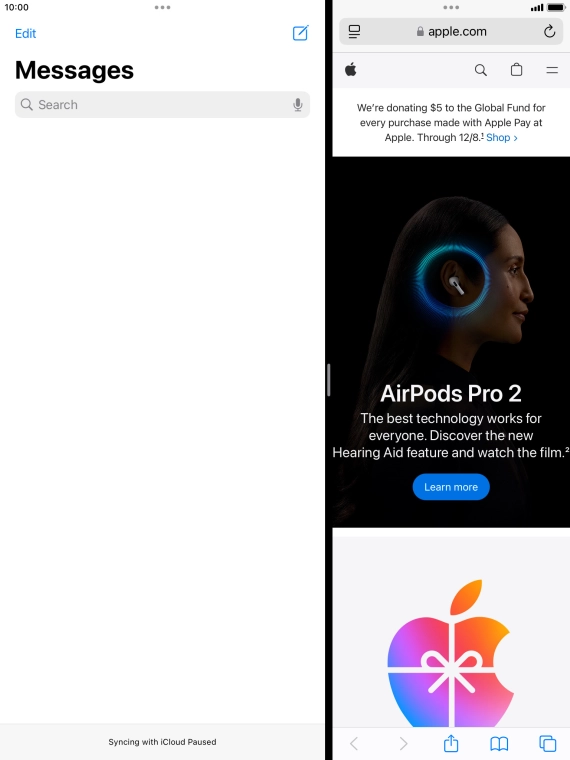 The applications are now displayed on a split screen.