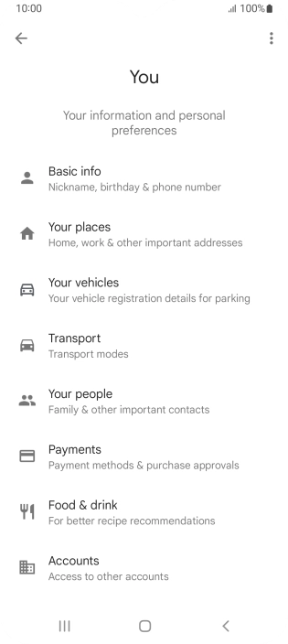 Press Basic info and follow the instructions on the screen to select phone owner settings.