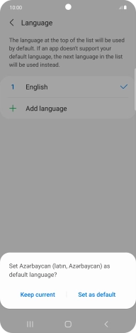 To select the new language as the default phone language, press Set as default.