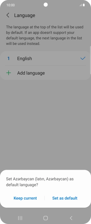 To select the new language as the default phone language, press Set as default.