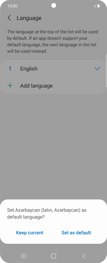 To select the new language as the default phone language, press Set as default.