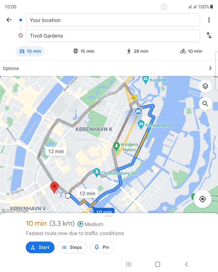 Press the required mode of transportation.