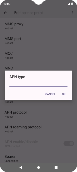 Key in default and press OK.