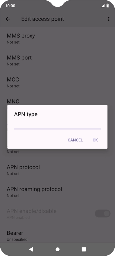 Key in default and press OK.