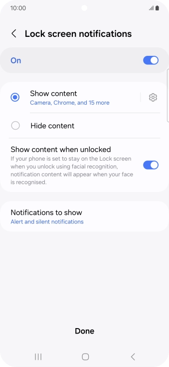 Press the required settings to turn them on or off.