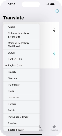 Press the required source language. Press the required source language.