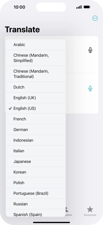 Press the required source language. Press the required source language.