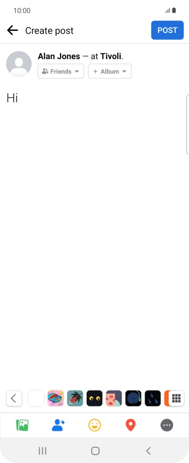 Write the required text and press POST.