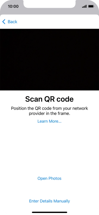 Place the QR code you've received inside the phone camera frame to scan the code. Your eSIM is transferred to your new phone over the internet.