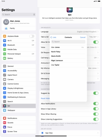 Press the required contact.