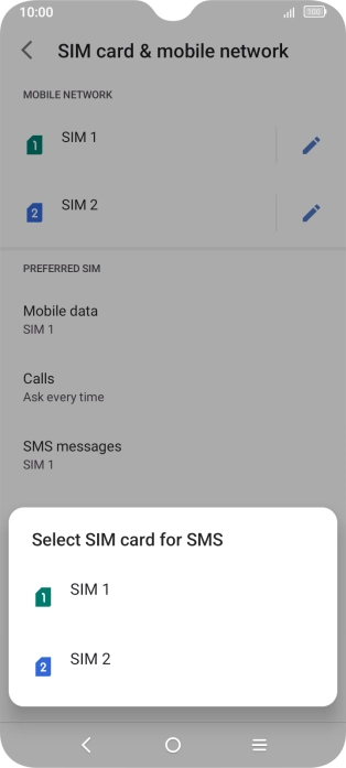Press the required SIM.