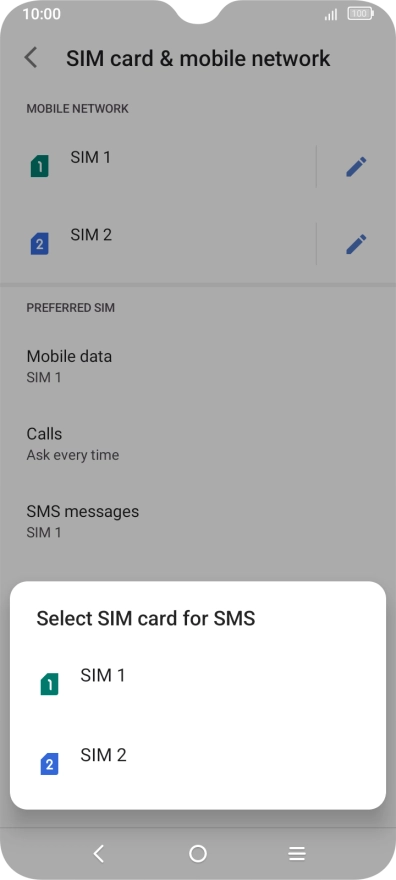 Press the required SIM.