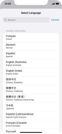 Press the required language.